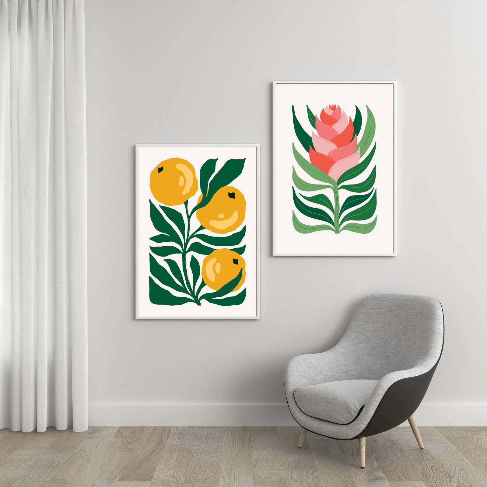 Piktura dekorative me kornizë MDF (2 copë), Wallity, Mp2-00111, 40x50cm