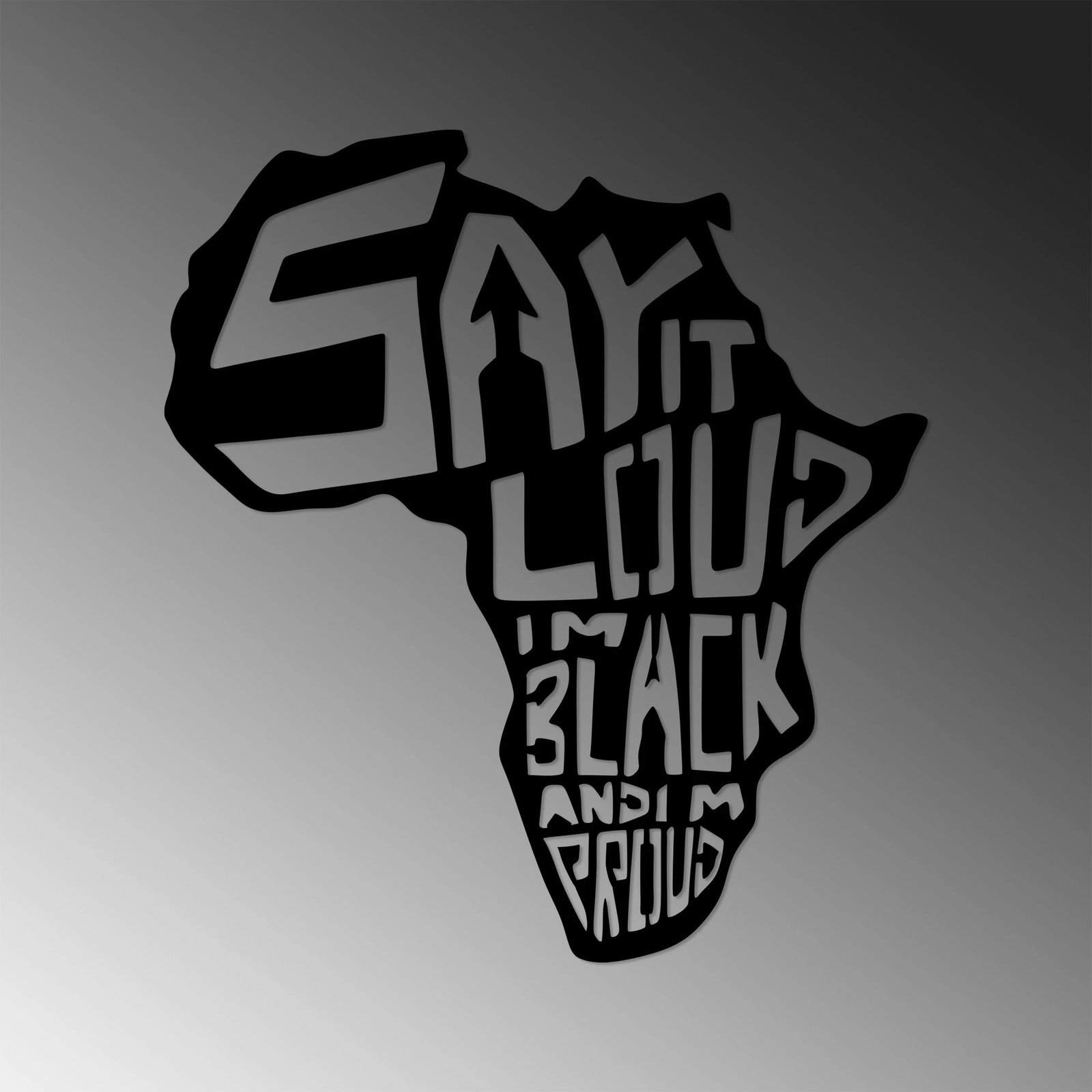 Aksesor dekorativ metalik për mur, Wallity, Say It Loud I'M Black And Ground - 449