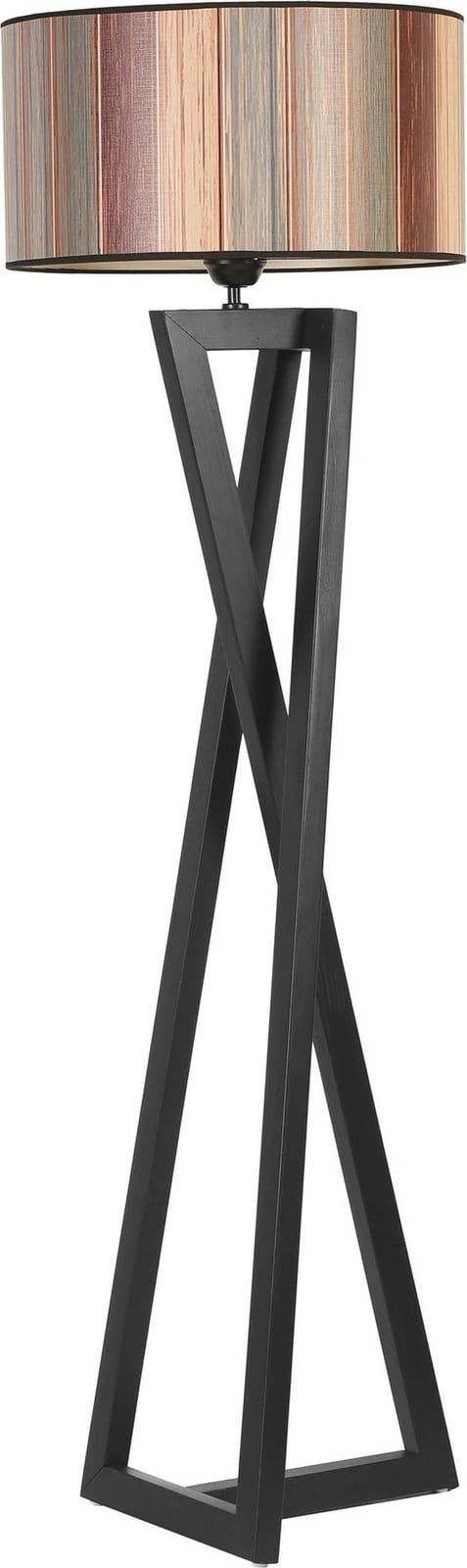 Llambë dyshemeje Opviq, trup druri, abazhur shumëngjyrësh, Maçka Siyah Silindir