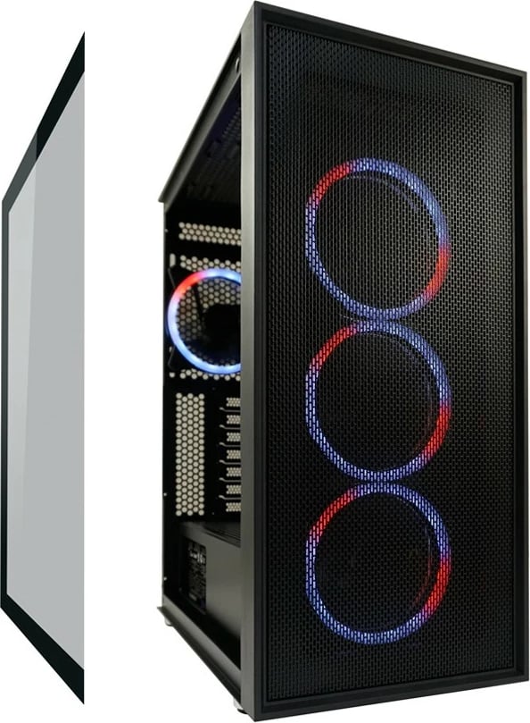 Kasë LC-Power Black_Wanderer_X Midi Tower, ATX/EATX/micro ATX/Mini-ITX, xham i temperuar, RGB, e zezë
