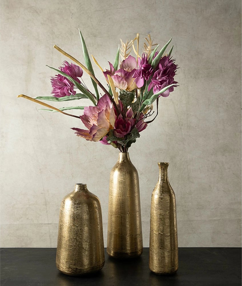 Shishe dekorative Dazzle, alumin, ngjyrë ari, 13x13x46 cm