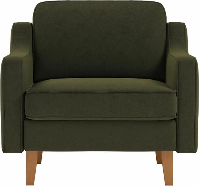 Karrige një vendëshe Robin, ngjyrë jeshile vaji, këmbë druri arre