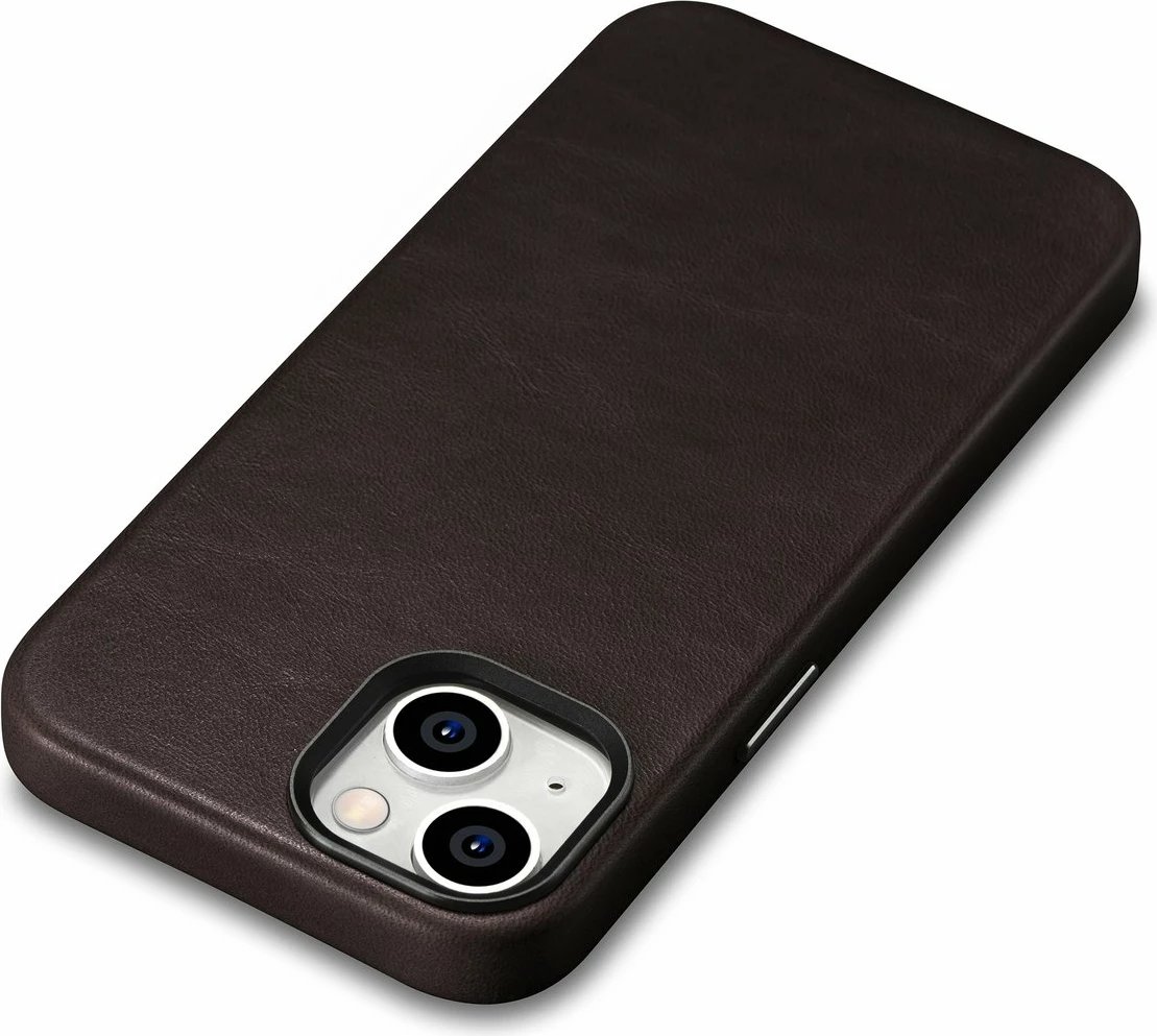 Mbështjellës iCarer Oil Wax Premium për iPhone 14 Plus, lëkurë natyrale, MagSafe, Kafe