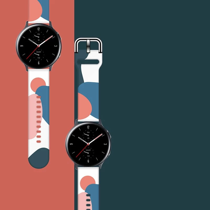 Rrip silikoni për Samsung Galaxy Watch 46mm Hurtel, model Moro, 22mm, Blu/Rozë/Bardhë/Portokalli