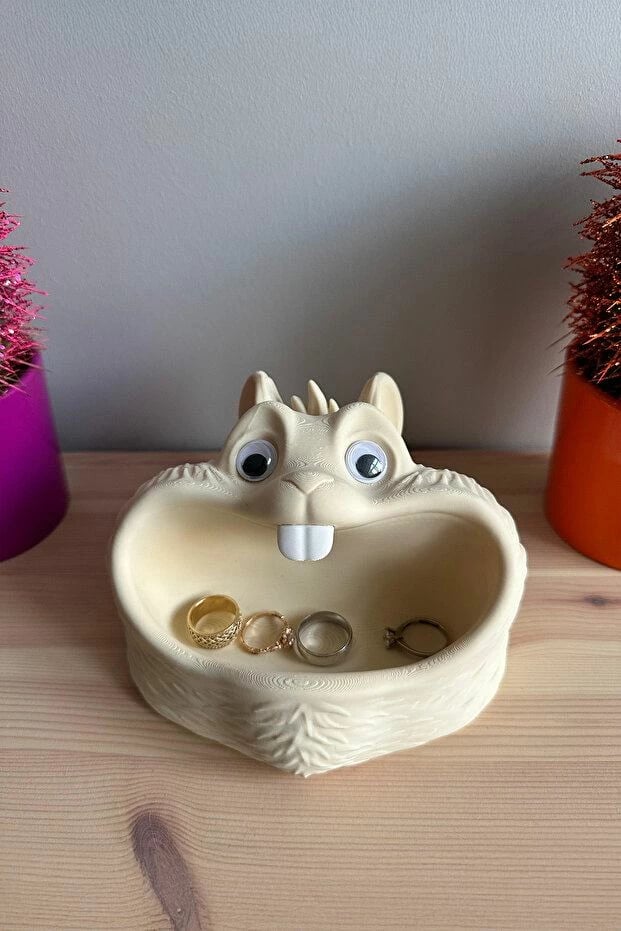 Mbajtëse zbukurimi, formë ketri, ngjyrë bezhë, Evila Originals, 15x13x9cm