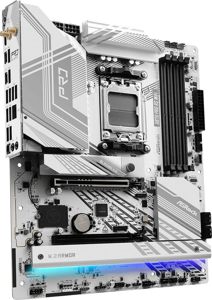 Pllakë amë ASRock X870 PRO RS WiFi, Socket AM5, ATX, 4x DDR5, Bardhë