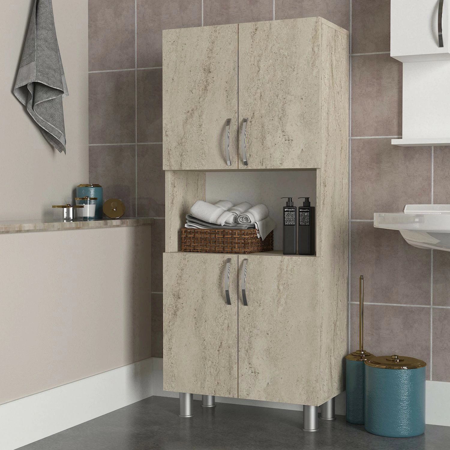 Dollap banjoje, ngjyrë travertine, William