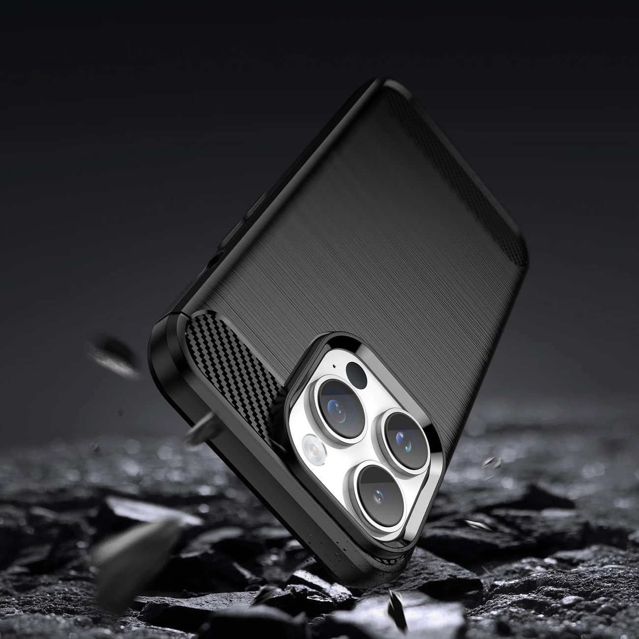 Mbështjellës Hurtel Carbon Case për iPhone 14 Pro, TPU, i zi