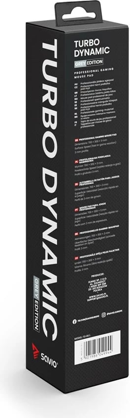 Mauspad SAVIO Turbo Dynamic L Grey Edition, L, Gri