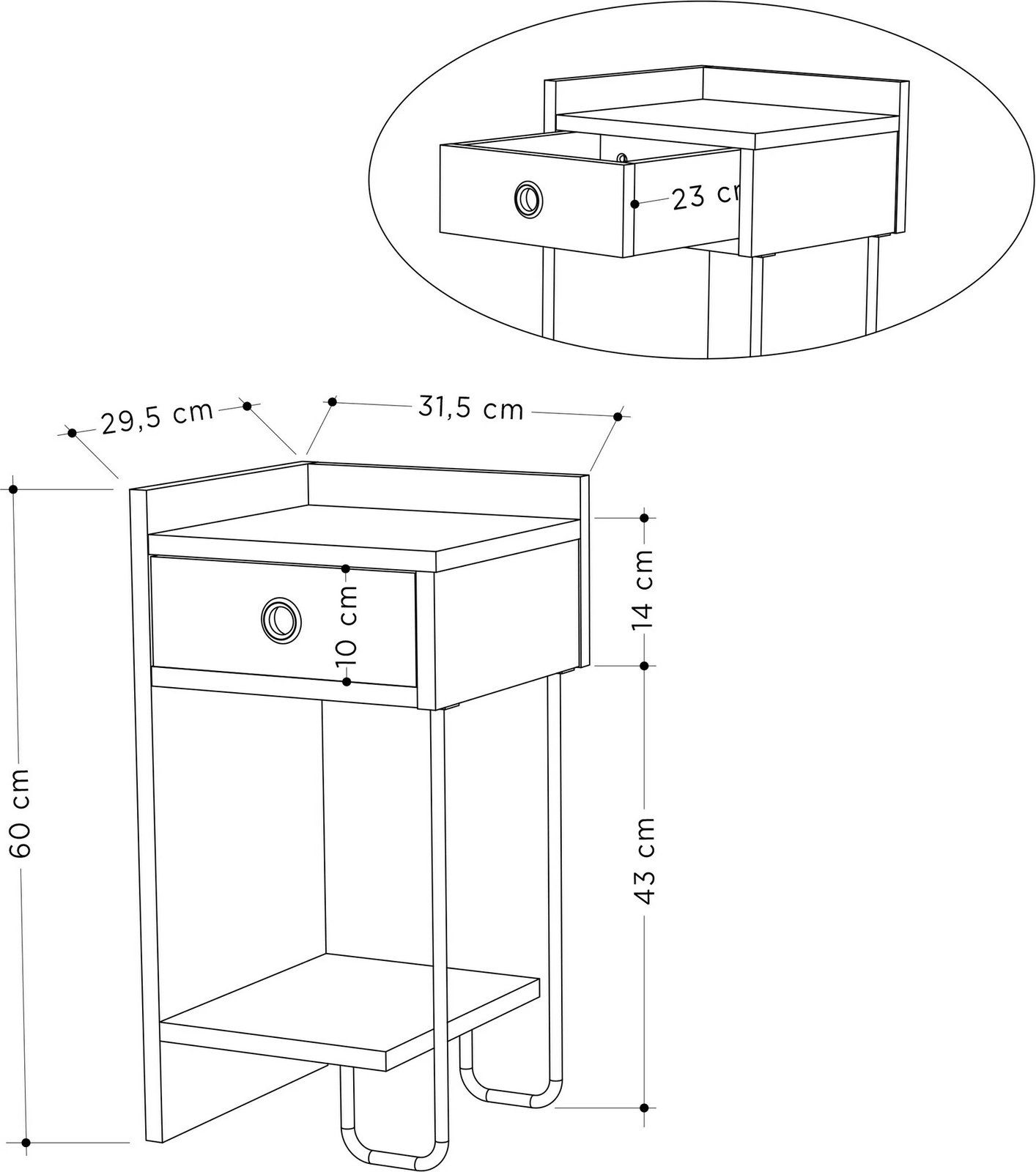 Komodinë anës krevati Skye Decor, Sirius majtas, ngjyrë moka e çelët