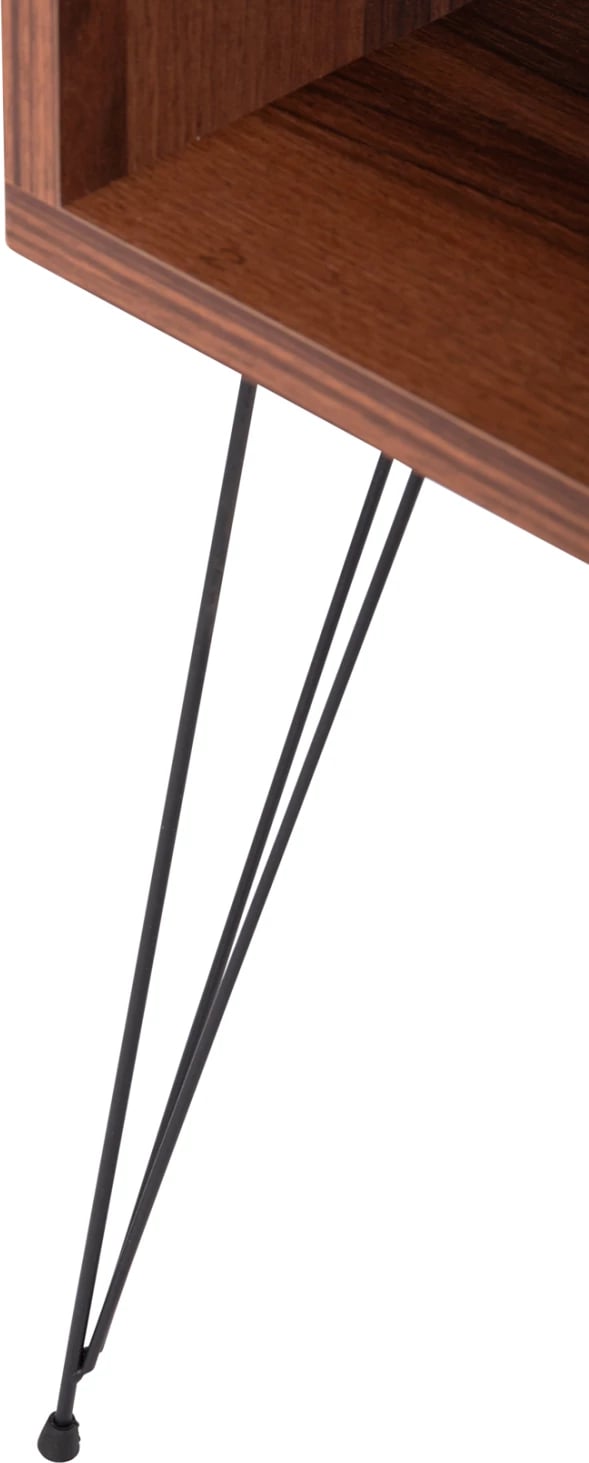 Komodinë anësore TODD FH18184.05 melaminë ngjyrë arre, këmbë metali të zeza, 45.5x29.5x58.5H cm.