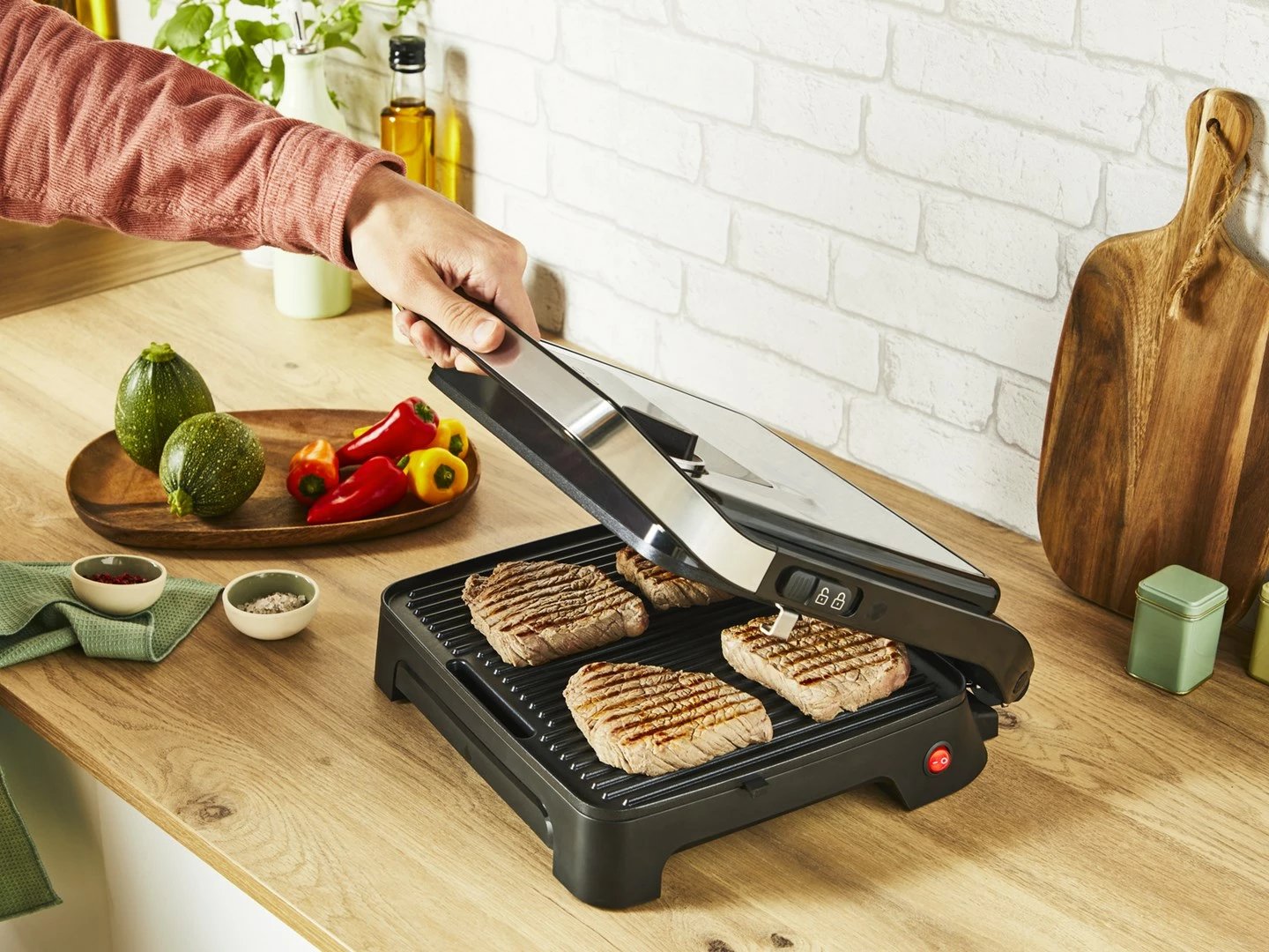 Grill elektrik Tefal Inicio Adjust GC272D10, çelik inoks