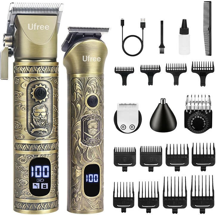Makinë rroje elektrike Ufree U-2226 set, pa kabllo, me ekran LCD, kafe