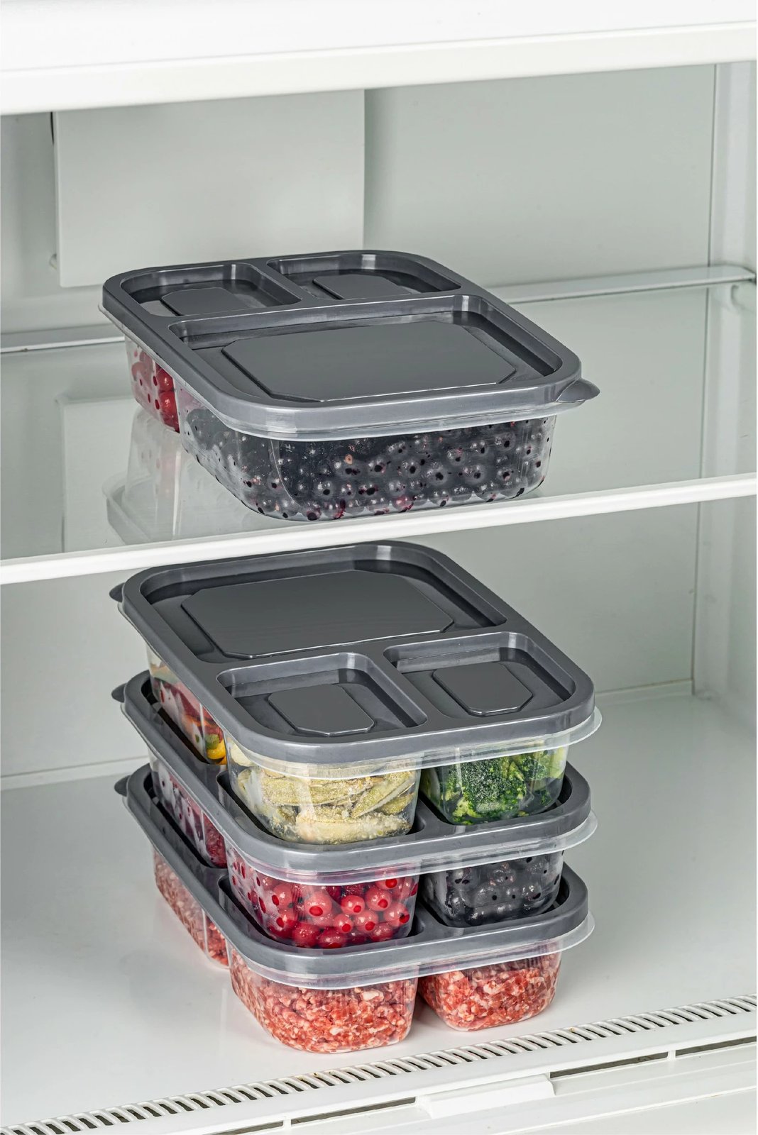 Set kuti plastike për organizim, anthracite, 4 copë, 15x24x5cm