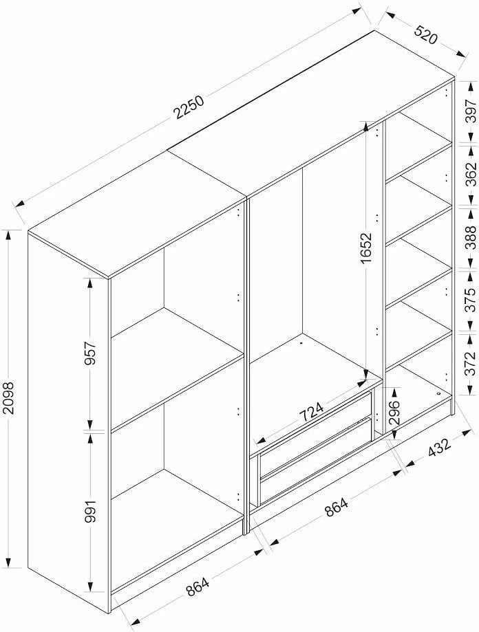 Dollap për dhomë gjumi, ngjyrë fume, Skye Decor Kale Plus - 7819