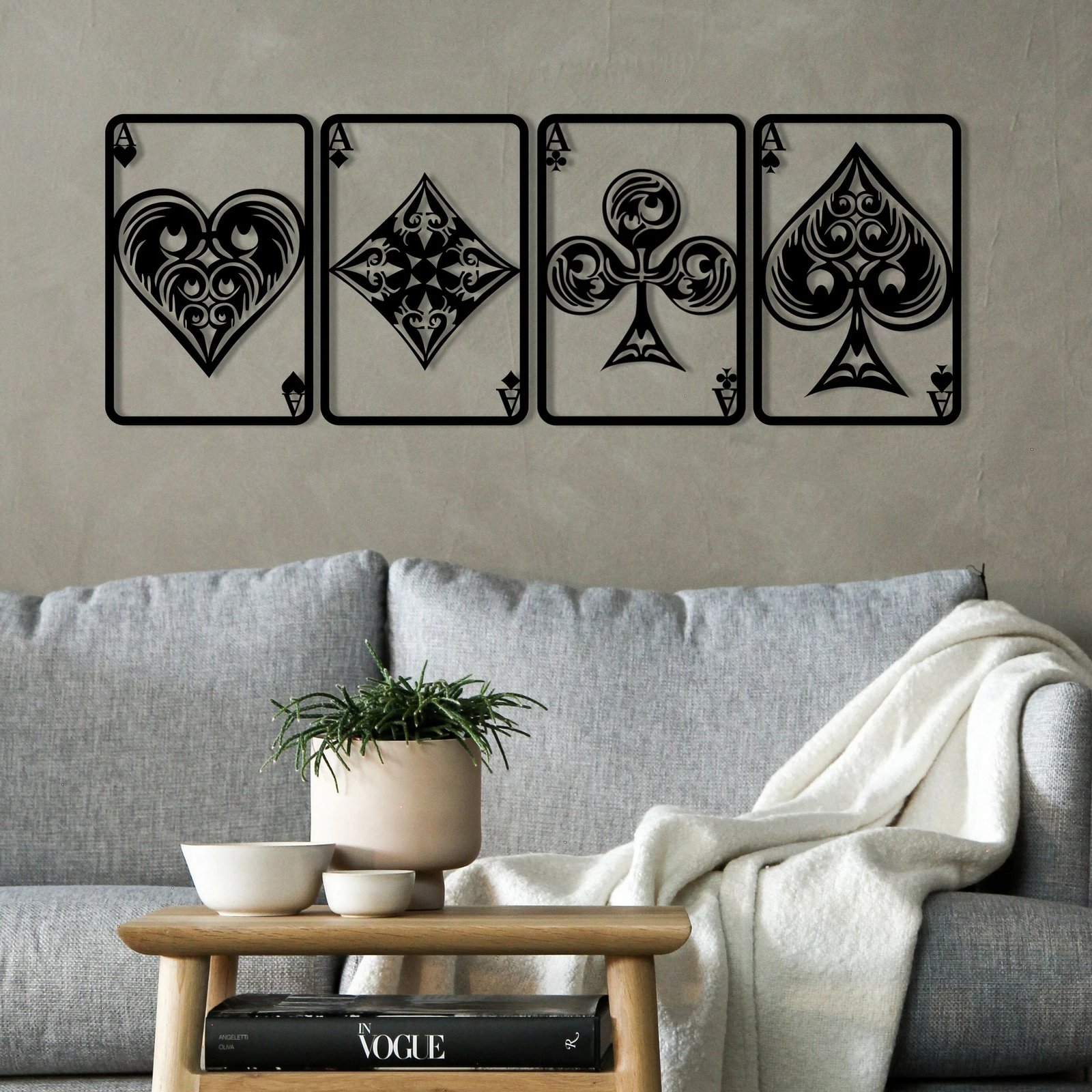 Aksesor dekorativ metalik për mur Wallity, Bedbin, ngjyrë e zezë, 110x40cm