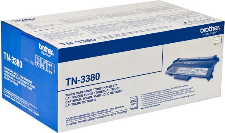 Toner, Brother TN-3380, rendiment i lartë 5,500–8,800 faqe, e zezë