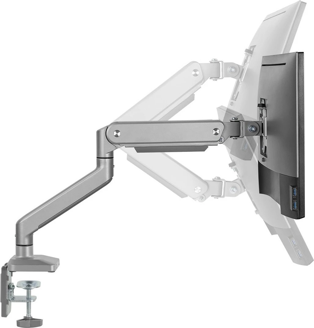 Mbajtës tavoline për monitor Maclean Ergo Office ER-447, 17-32", alumini, argjendtë