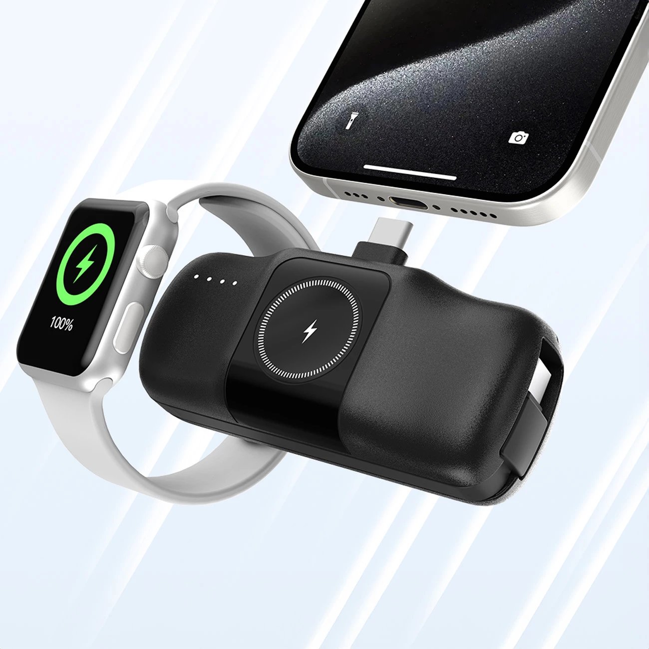 Powerbank Wozinsky WF16-YCS, 5000mAh, USB-C, me kabllo të integruar dhe karikues për Apple Watch, e zezë