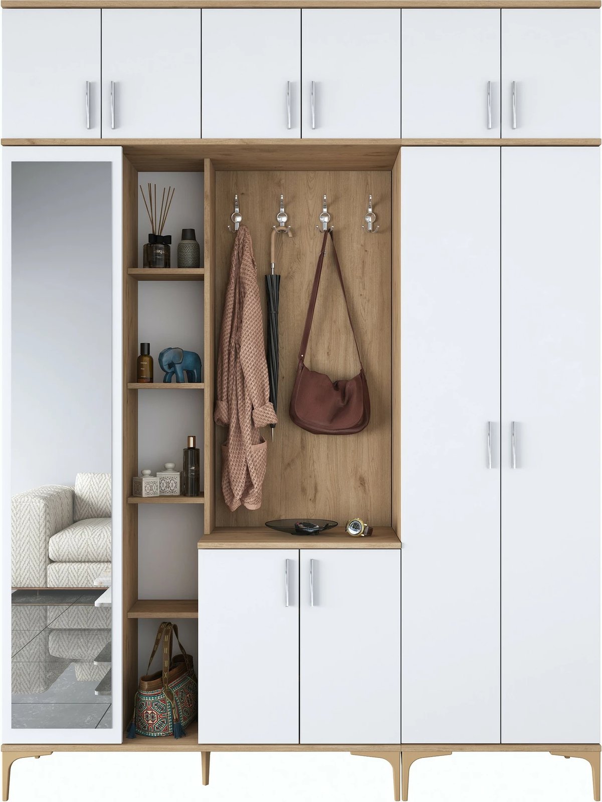 Stendë korridori Skye Decor, ngjyrë arrë dhe e bardhë, EA128 - 2795