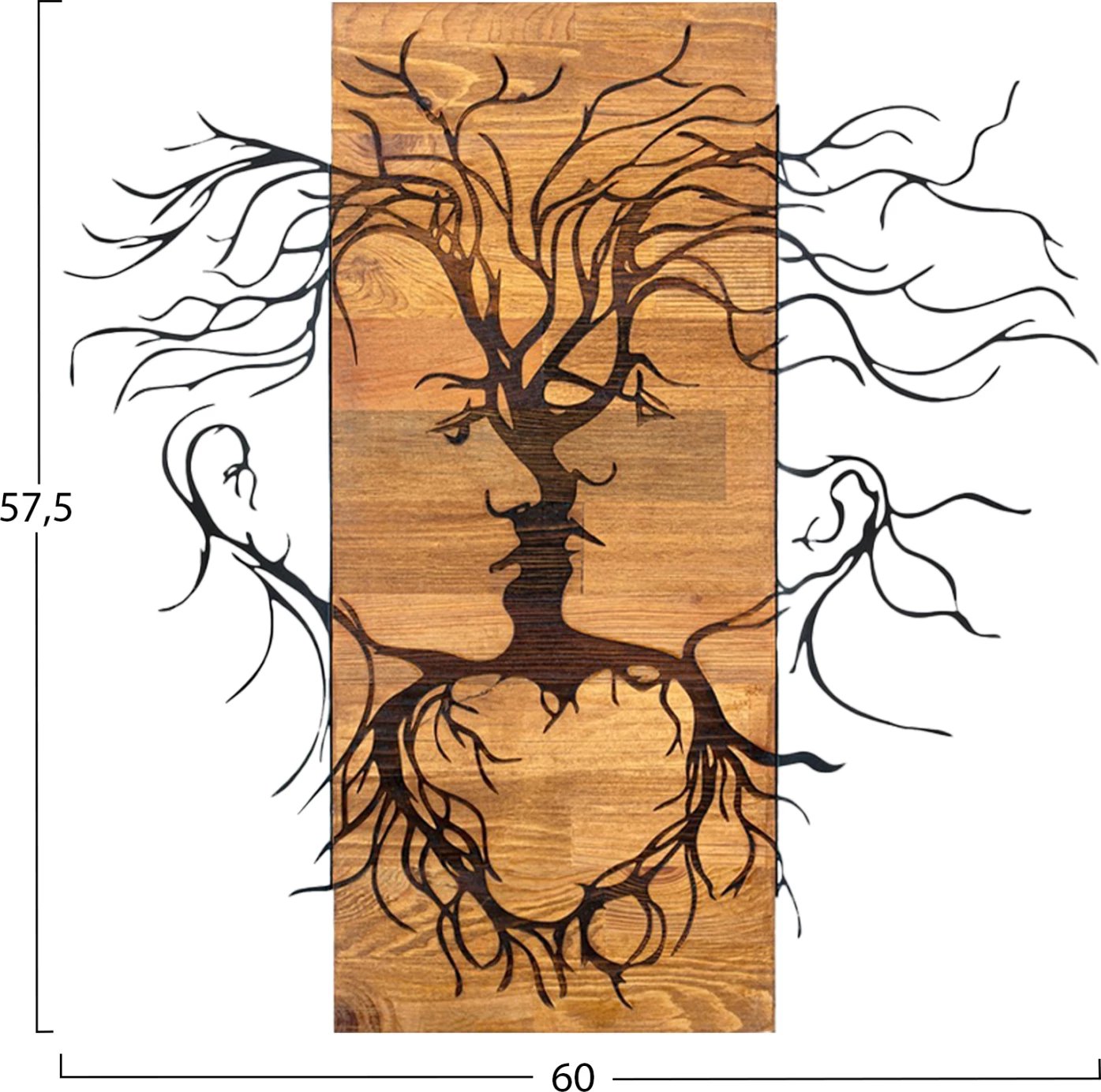Dekor muri FACES, metal i zi, dru, 60x3x57.5cm