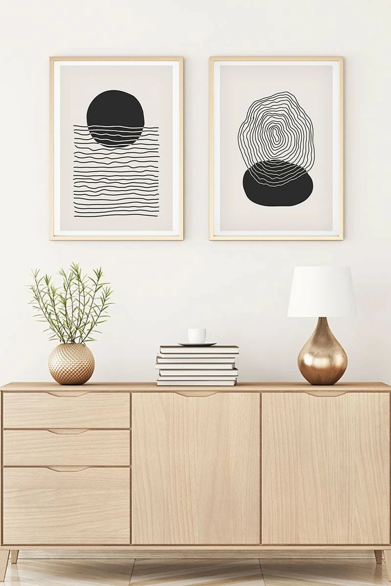 Pikturë dekorative me kornizë MDF (2 copë), Wallity, Huhu138, 50x35cm