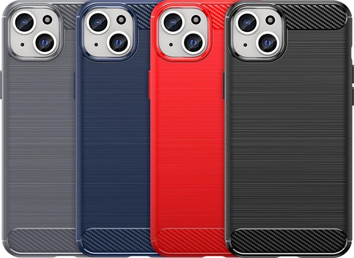 Mbështjellës Hurtel Carbon Case për iPhone 15 Plus, TPU, i zi