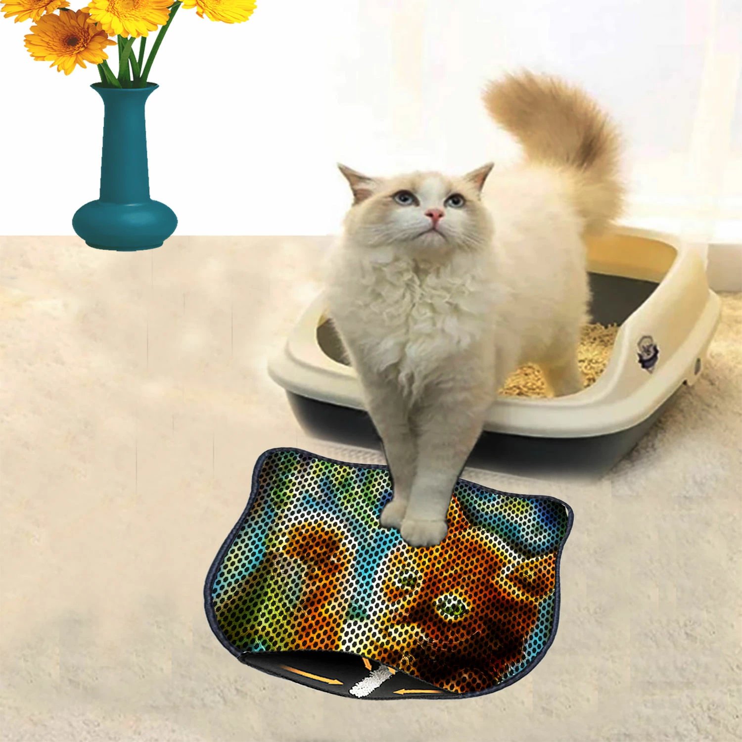 Tapet për rërë mace, shumëngjyrësh, Paws & Whiskers, Kdkafa0115, 40x50cm