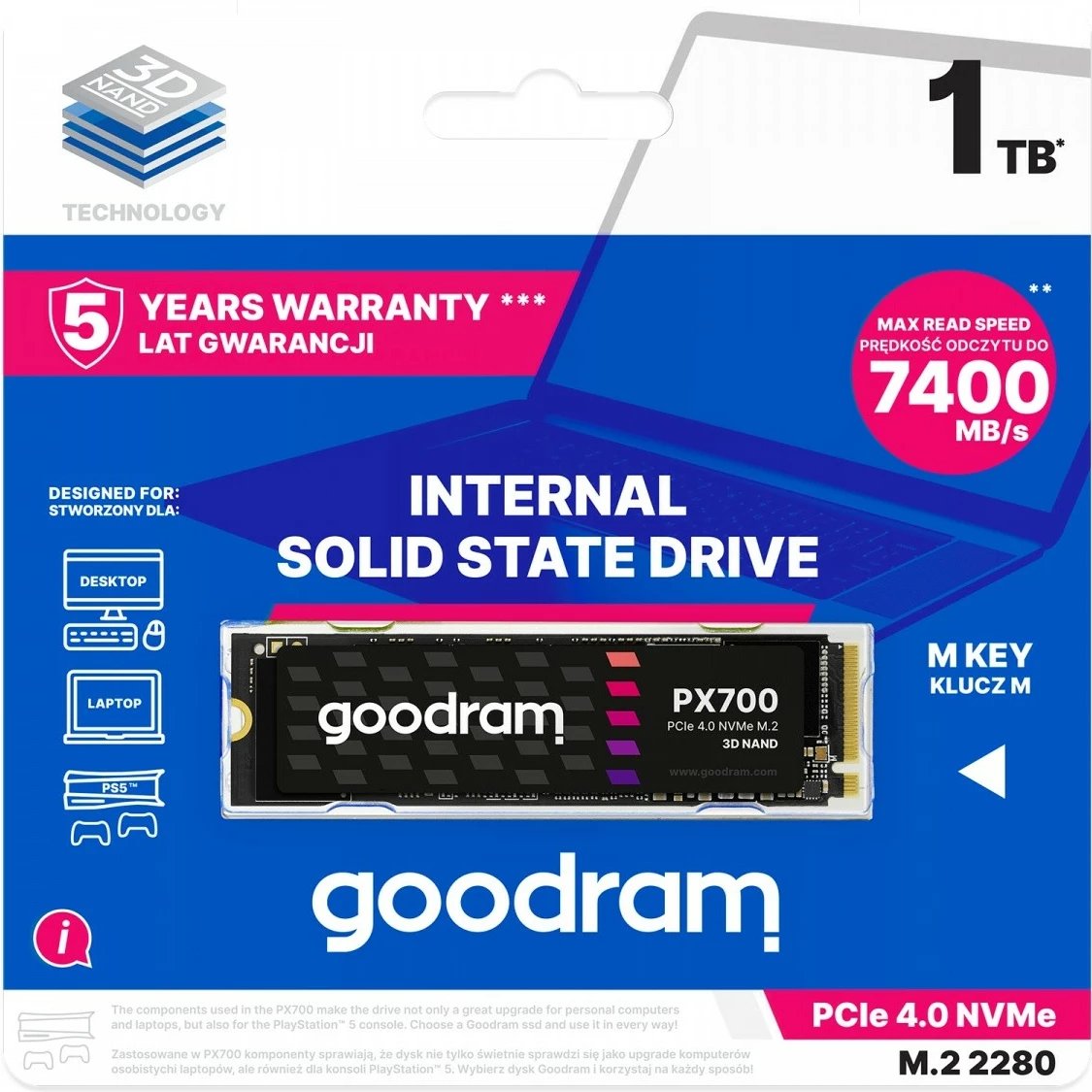 SSD GOODRAM PX700 1TB, M.2 2280, PCIe 4.0 NVMe, i zi
