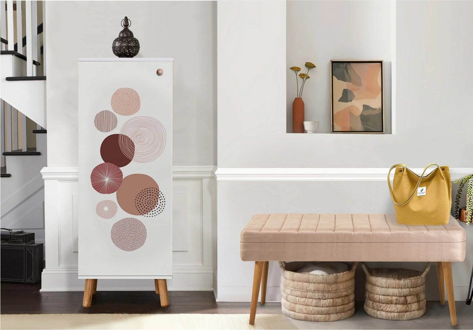 Set mobiljesh për korridor, ngjyrë e bardhë dhe gur, Skye Decor, 940 - 0900