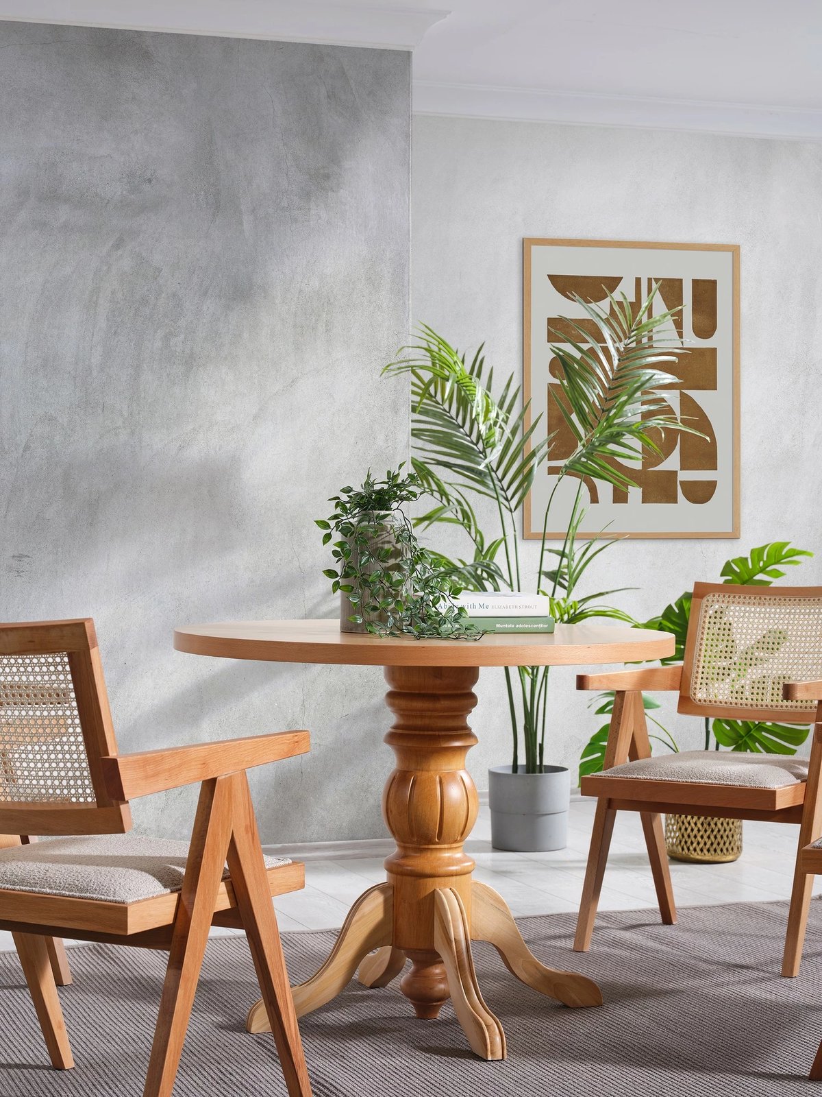 Tavolinë me karrige (4 copë), Skye Decor, Roma, ngjyrë natyrale