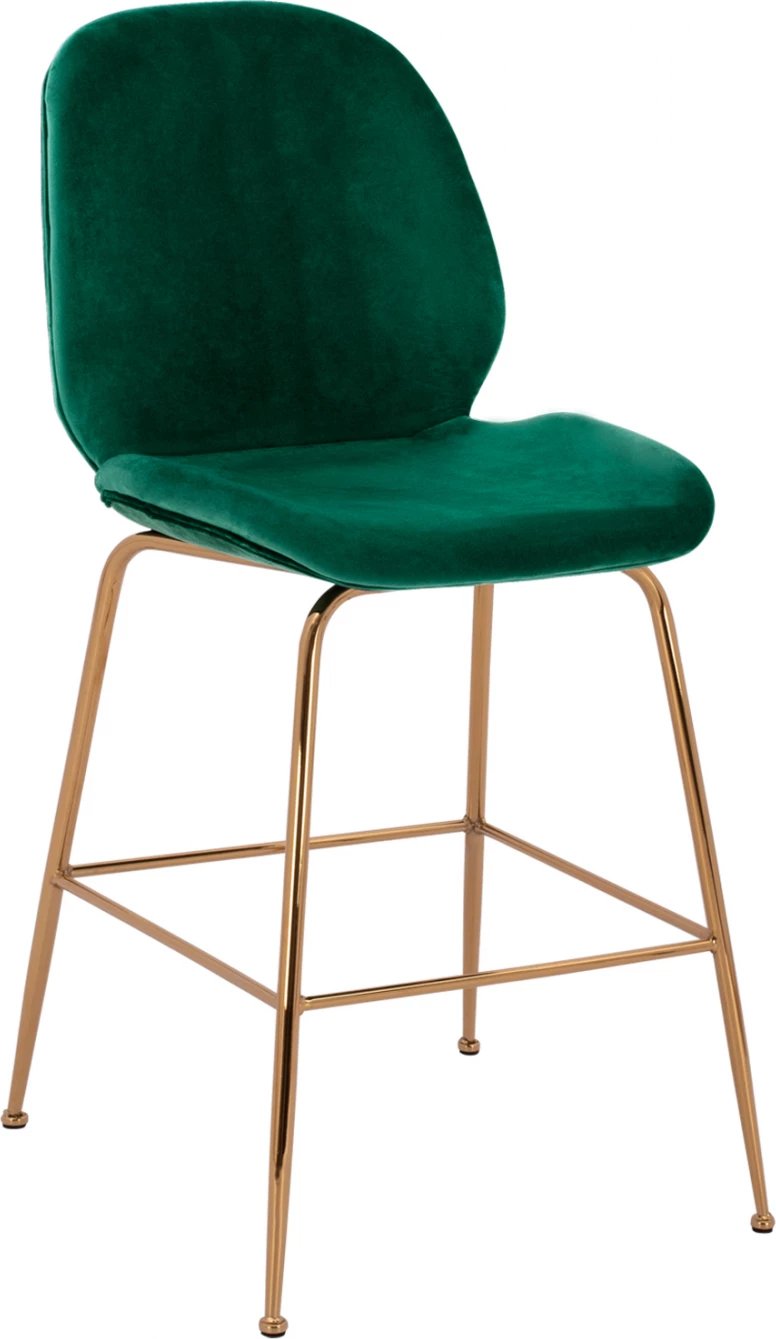 Karrige për bar, lartësi mesatare, Nora FH8524.03, kadife ngjyrë selvi dhe kornizë metalike e artë, 52x61,5x103 cm., set prej 2 copë