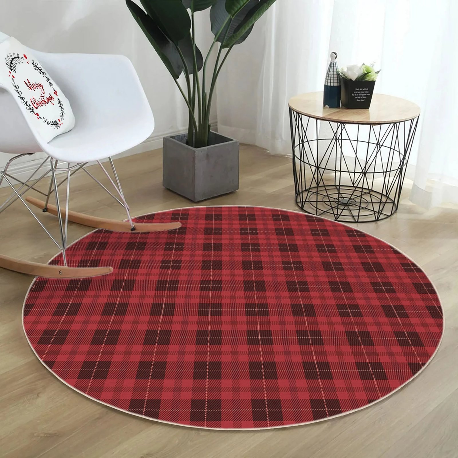 Qilim i rrumbullakët, ngjyrë e kuqe dhe e zezë, Conceptum Hypnose, Woopamuk460, 90cm