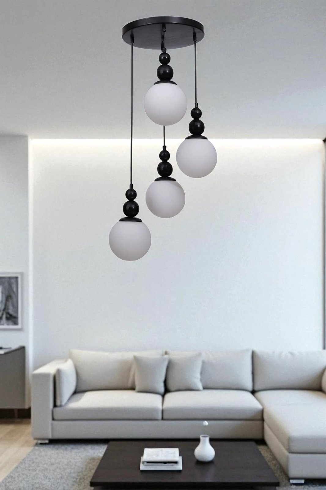 Llambadar Opviq, 9052-4, metal e xham, e bardhë dhe e zezë