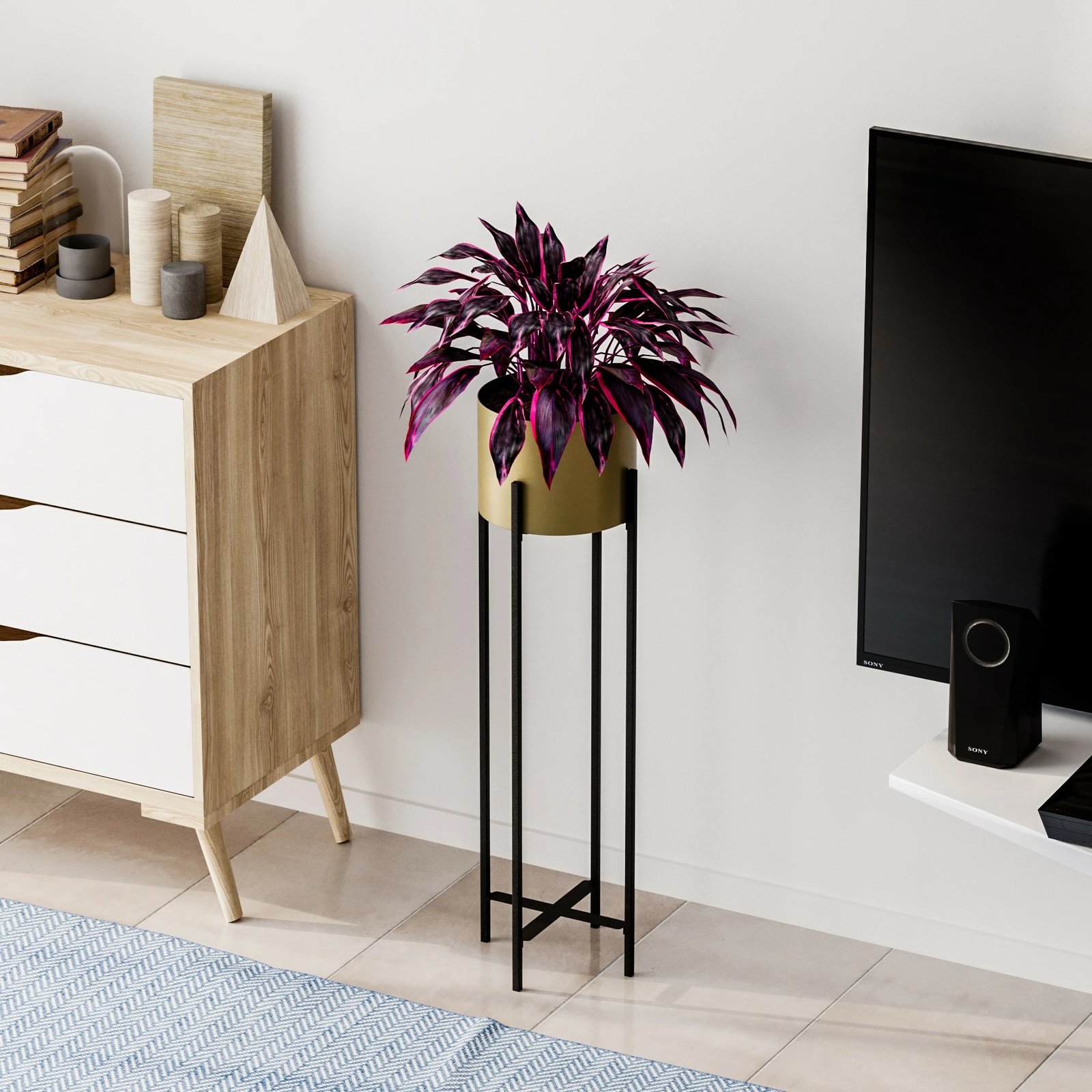 Vazo dekorative, ngjyrë e zezë dhe ari, Evila Originals, GED-025-A