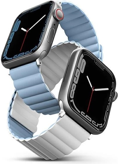 Rrip magnetik për Apple Watch UNIQ Revix, dyngjyrësh, silikon, bardhë dhe kaltër