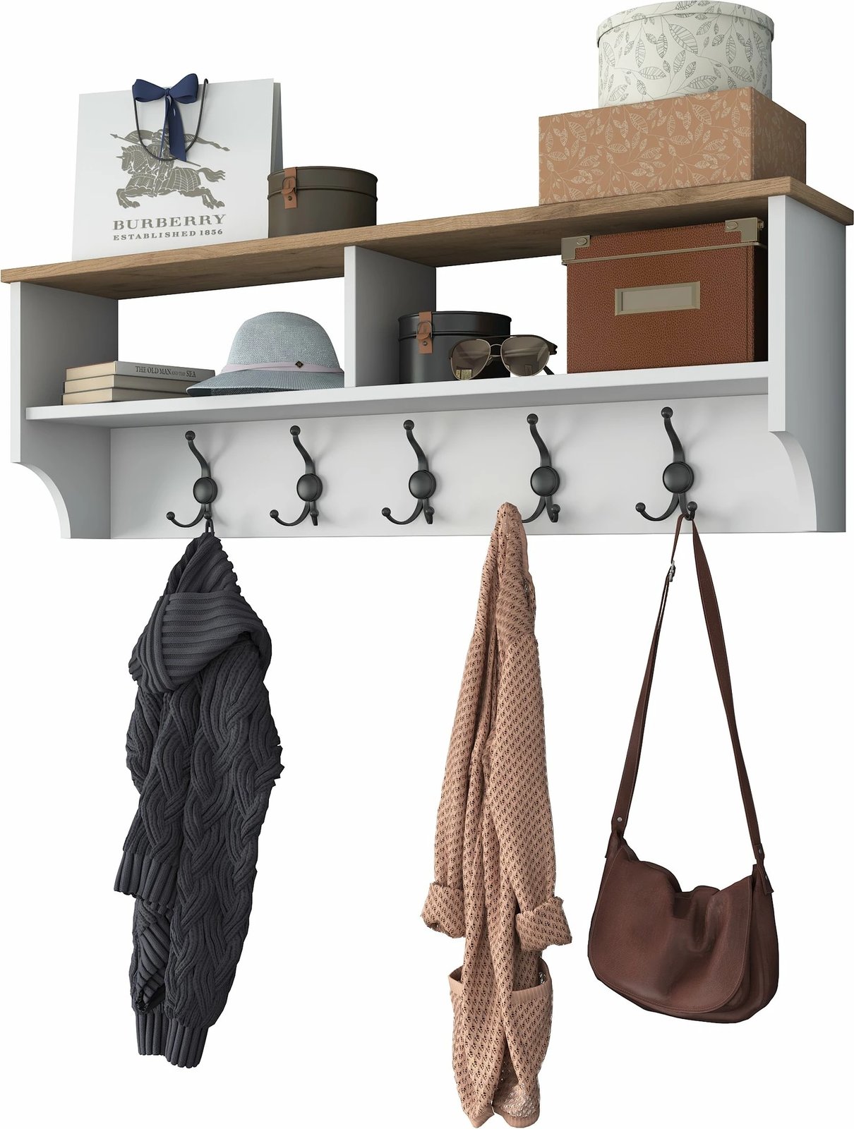 Stendë për korridor, ngjyrë e bardhë dhe arre, P2 - 2460