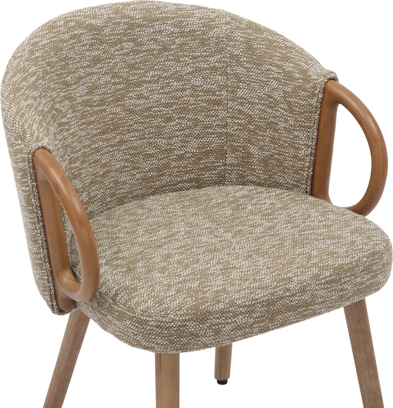 Karrige për ngrënie RIG FH9979.01, këmbë druri ahu, ngjyrë e bardhë e larë-bezhë, 59x58.5x72.5 cm