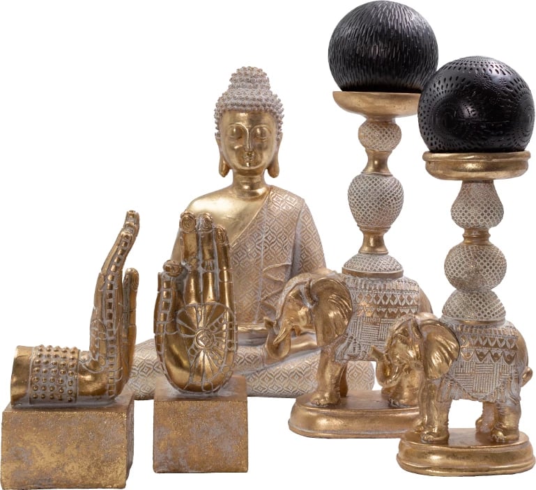 Mbajtës qiriri ELEPHAS, ari-bardhë, 15x9x28cm