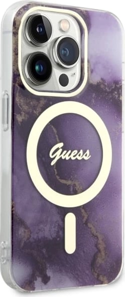 Mbështjellës Guess Golden Marble MagSafe për iPhone 14 Pro 6.1", vjollcë Mbështjellës Guess Golden Marble MagSafe për iPhone 14 Pro 6.1", vjollcë