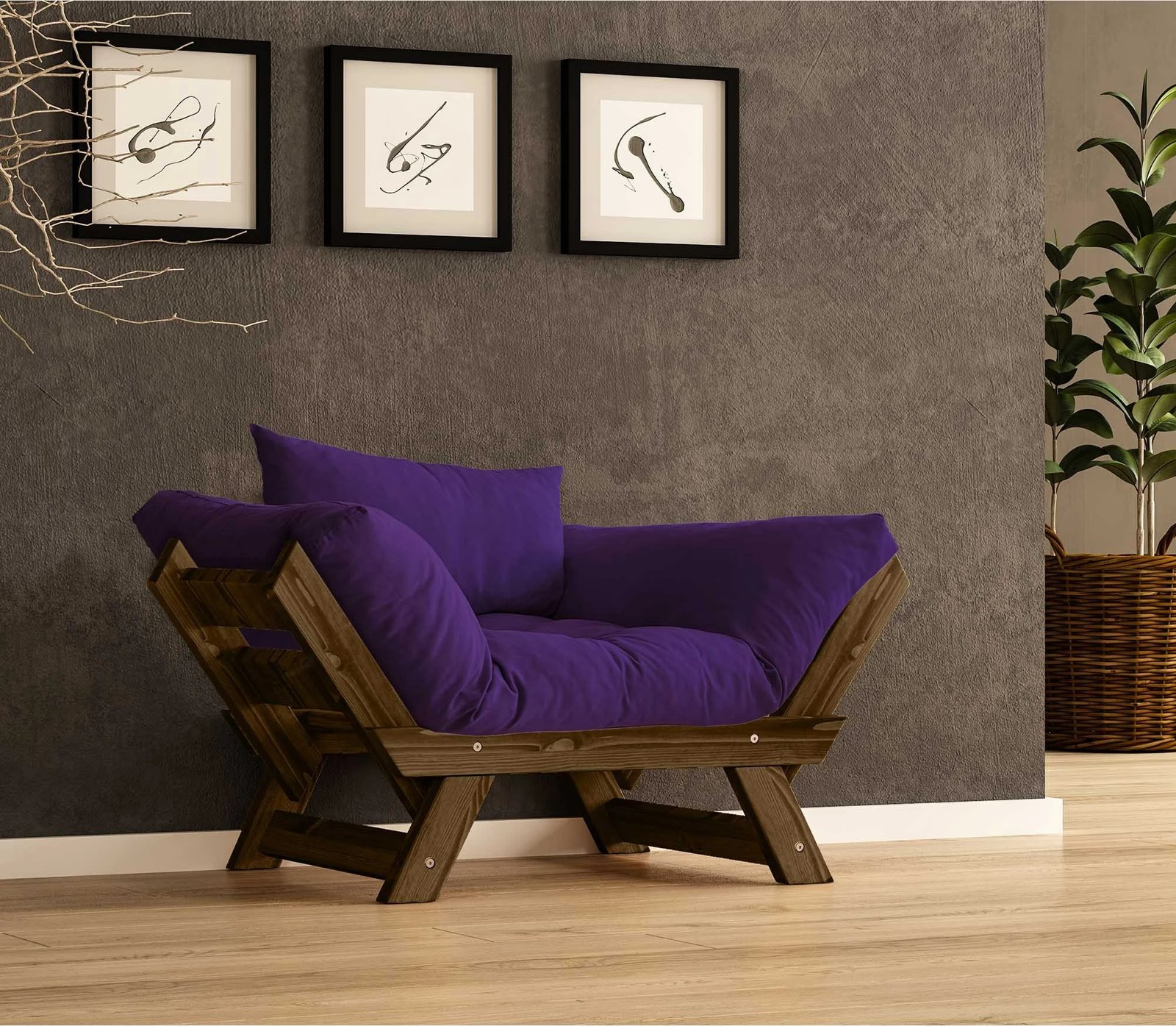 Karrige për kopsht një vend, ngjyrë arre dhe vjollcë, Skye Decor, CPT8137-140