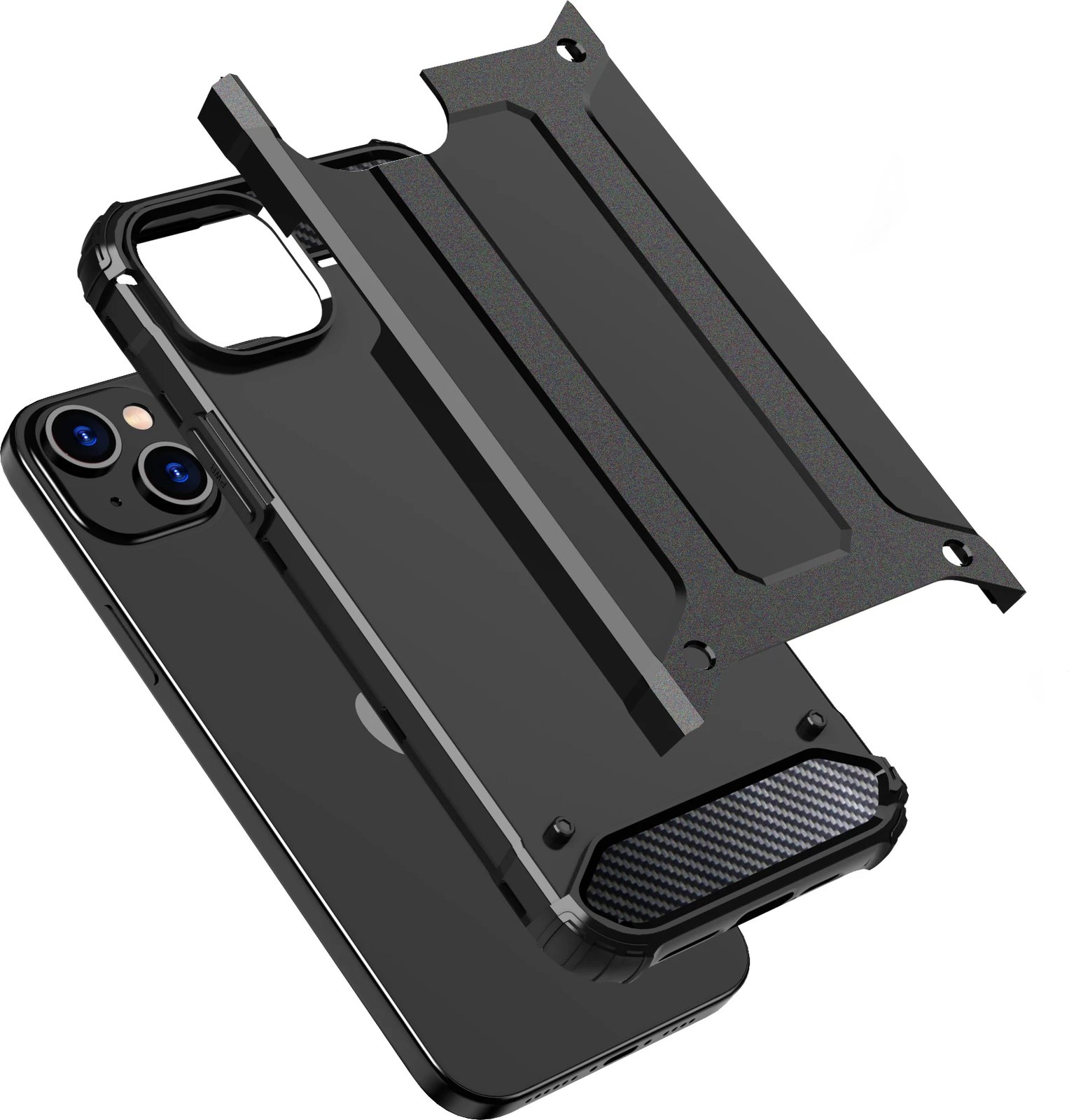 Mbështjellës Hurtel Hybrid Armor për iPhone 15 Plus, i zi