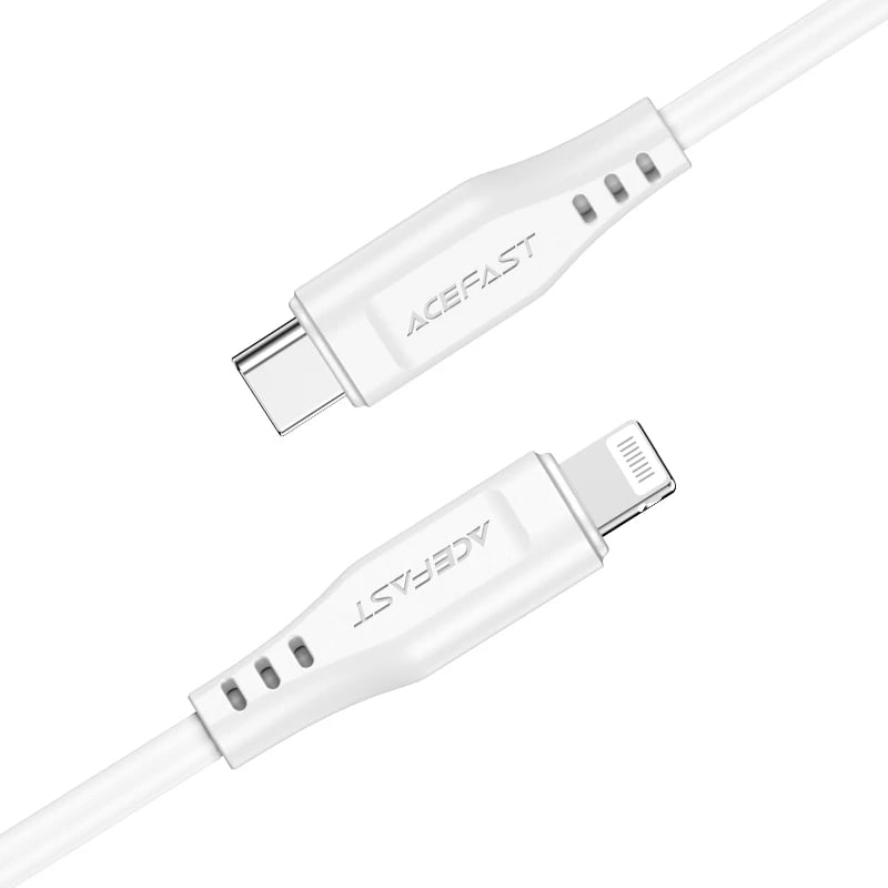 Kabllo Acefast C3-01 USB-C në Lightning, 1.2m, 30W, e bardhë