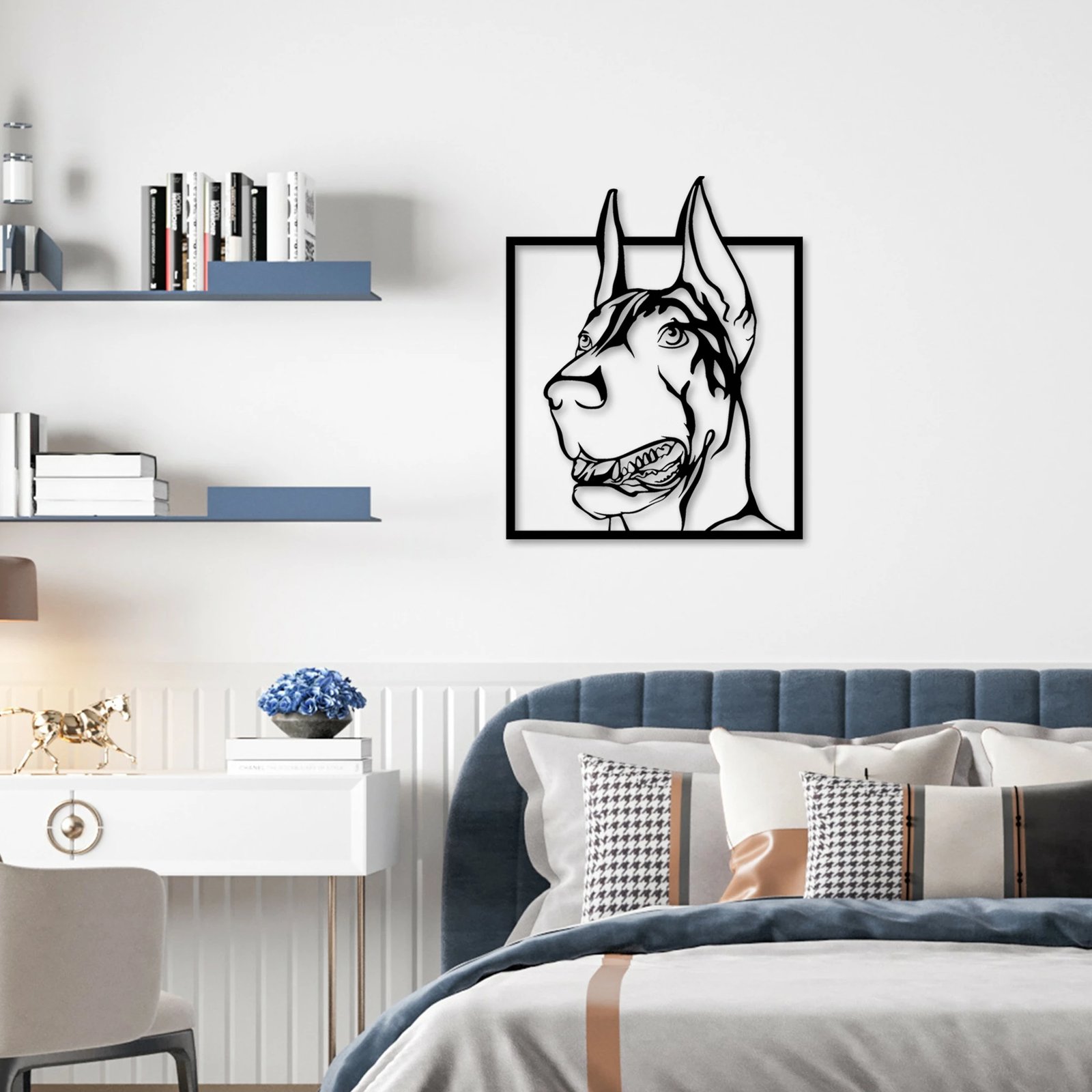 Aksesor dekorativ metalik për mur, Wallity, Doberman