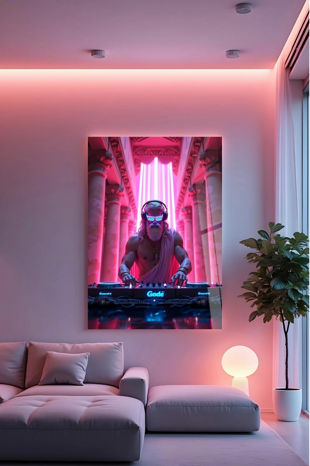 Pikturë dekorative prej xhami të temperuar, shumëngjyrëshe, Hhlneon0029, 70x100cm