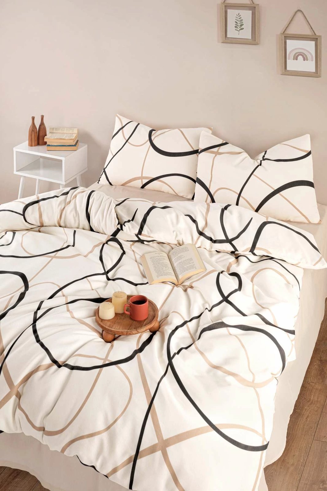 Set mbulesë jorgani single L'essentiel, LineRondom, krem