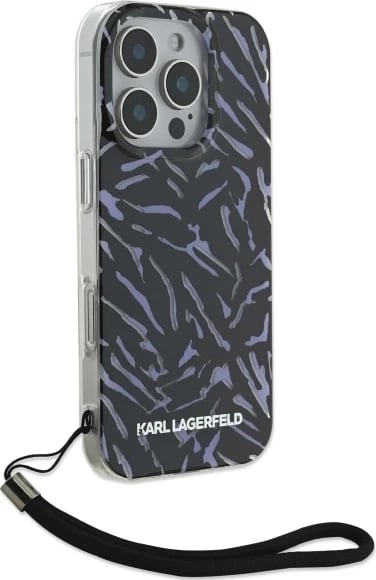 Mbështjellës Karl Lagerfeld Zebra With Cord për iPhone 16 Pro, Vjollcë