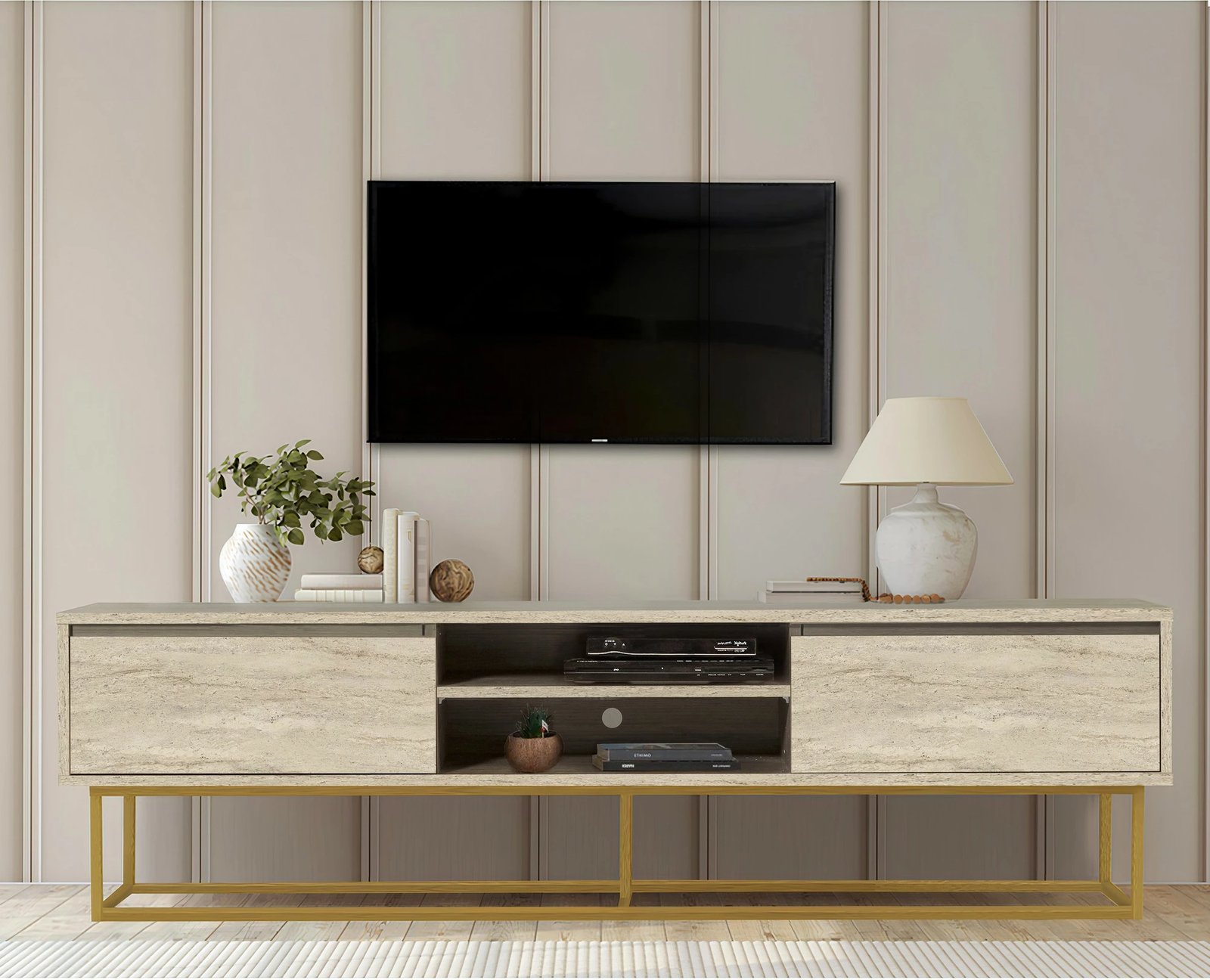 Komodë TV Rodez 180, ngjyrë travertine, Skye Decor