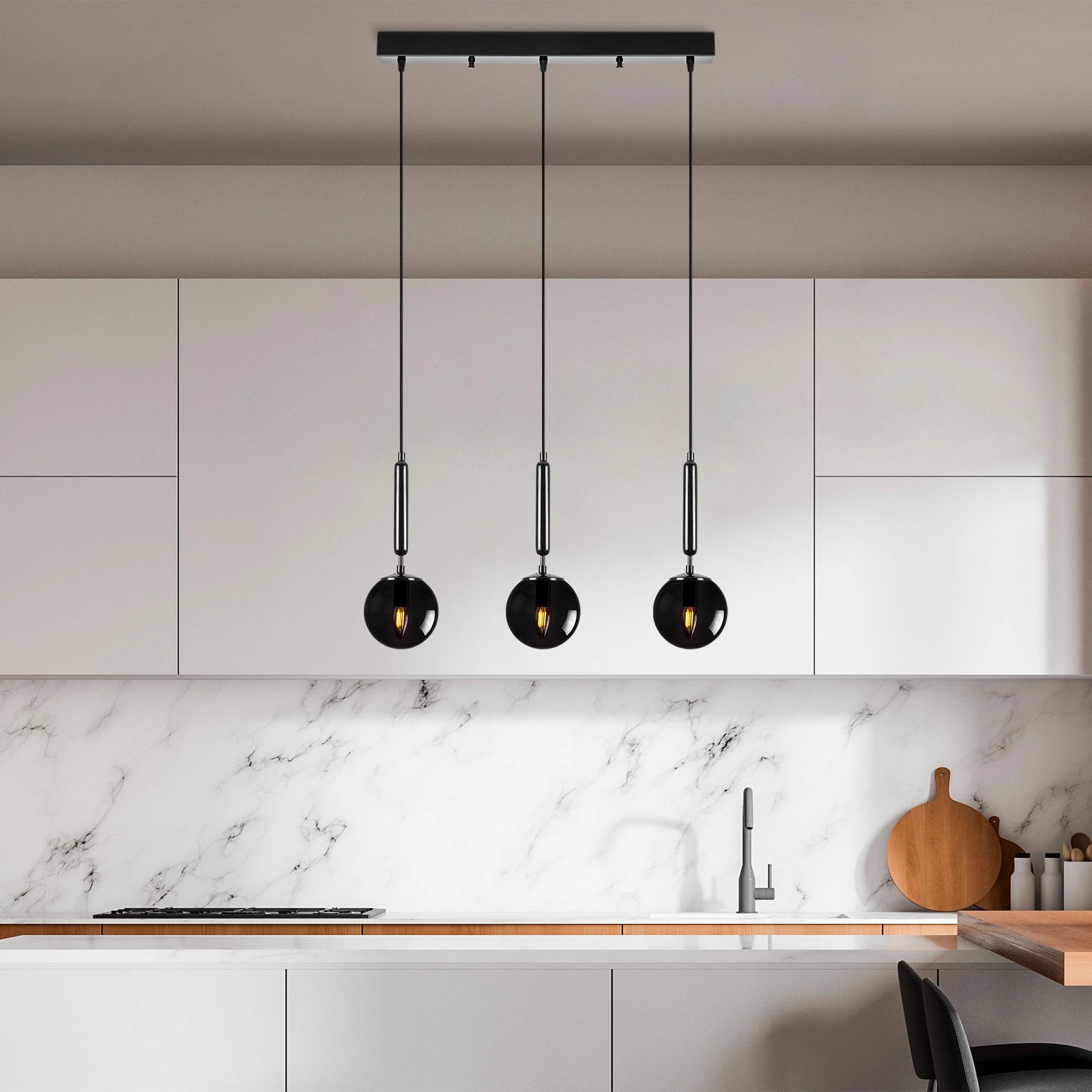 Llambë tavani Opviq King, e zezë, 3 drita, 62x15x134cm