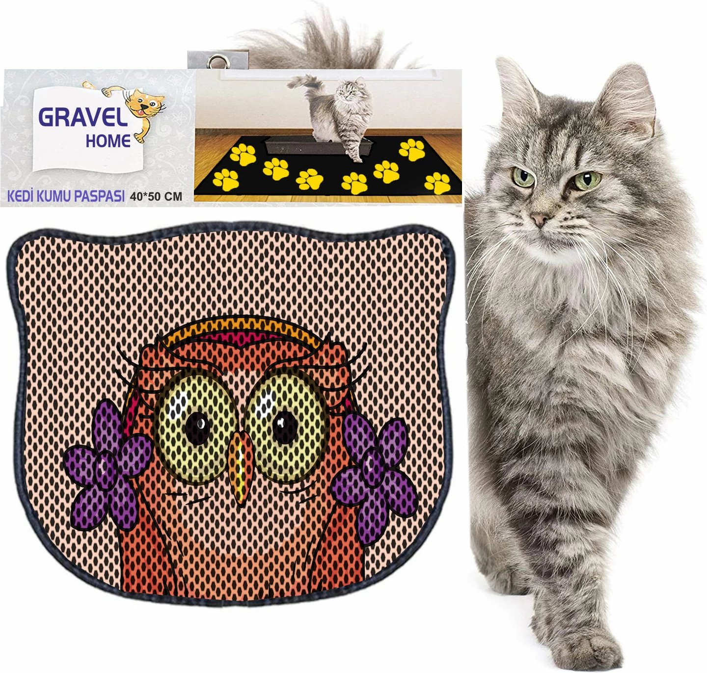 Tapet për rërë mace, shumëngjyrësh, Paws & Whiskers, Kdkafa0259, 40x50cm